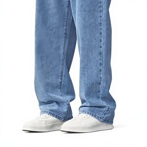 Men's Vintage Washed Blue Cargo Jeans Loose Fit Wide Leg Denim 100% Cotton Eco-Friendly Lightweight Breathable Quick Dry Color - Product Image 4