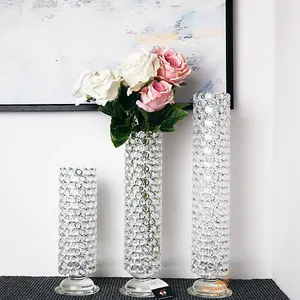 Jarrones altos de flores de cristal de calidad superior a la moda con muchos colores