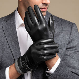 Gants de cyclisme d'hiver chauds et froids Gants en cachemire durables haut de gamme pour la conduite avec écran tactile Gants en peau de mouton en <span class=keywords><strong>cuir</strong></span> véritable pour hommes - Product Image 1