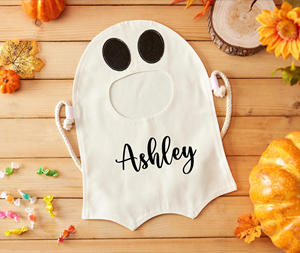 Sac à bonbons fantôme personnalisé avec monogramme, sac fourre-tout brodé personnalisé pour Halloween, sacs cadeaux pour friandises - Product Image 4
