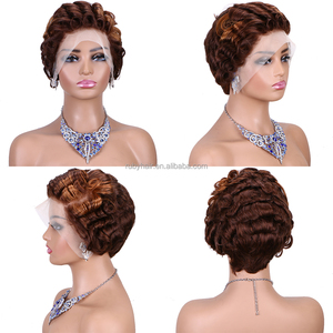 Pre-Vẽ Thời Trang Vô Hình Thụy Sĩ Ren Giá Rẻ Elf Tóc Giả Ngắn, 100 Mảnh, Phụ Nữ Của Tóc Ren, Màu Đen, Nữ Phía Trước Tóc Giả - Product Image 4