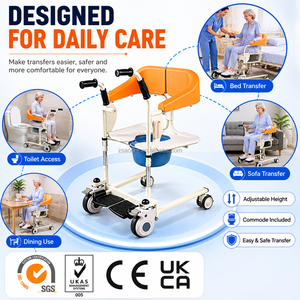 Hot Sale Movable Nursing Adjustable Control Manual Rehabilitation Patient Transfer <strong>Commode</strong> <strong>Chair</strong> for Elderly - Product Image 6