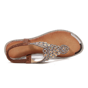Sandales plates élégantes noires à strass, bout ouvert, pour femme, respirantes, avec bride de cheville, à enfiler, semelle extérieure en caoutchouc - Product Image 3