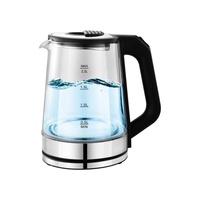 Bouilloire Électrique Sans Fil 2.0L en Verre Borosilicate à Prix d'Usine, Lumière LED Bleue, Intérieur en Acier Inoxydable 304, Théière pour Maison et Voiture