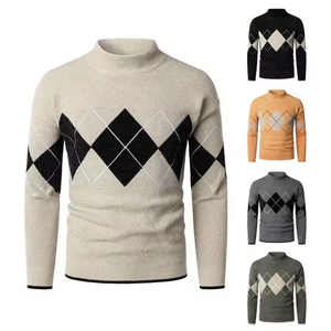 Nieuwe collectie wollen gebreide trui fleece ronde hals gevoerd verdikt ondergoed truien winter veelzijdige trui kleding heren - Product Image 1