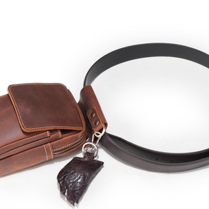 Nueva Riñonera de Cuero Crazy Horse Vintage para Hombre, Bolsa de Cintura para Teléfono, Bolsillo para Teléfono Móvil, Boshiho BOSA2004032 - Product Image 2