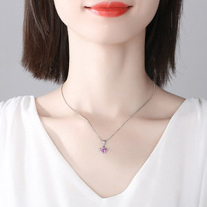 D378 925 plata esterlina Ángel beso COLLAR COLGANTE Simple circón alta calidad para mujer joyería regalo (excluyendo cadena) - Product Image 5