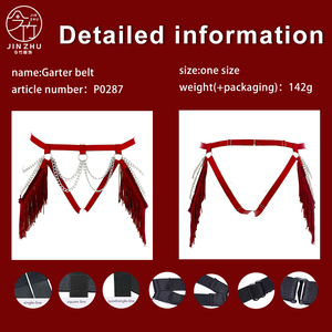 JINZHU Jarretières pour femmes en polyester tricoté avec chaîne métallique, <span class=keywords><strong>grande</strong></span> <span class=keywords><strong>taille</strong></span>, nouveau design, style punk sexy, pour soirée - Product Image 4