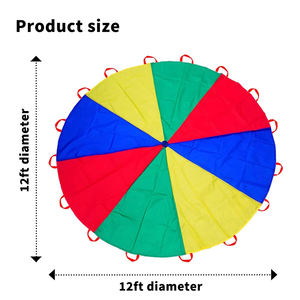 Parachute arc-en-ciel de 12 pieds, jouet parachute pour enfants, parachute avec poignées, équipement de jeu intérieur et extérieur - Product Image 2