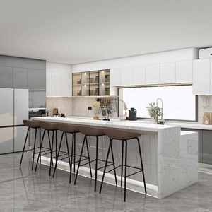 Gabinetes de Cocina Modernos de Melamina Blanca, Completos, de Lujo, de Madera, para Villa, de Proveedor de Foshan - Product Image 1