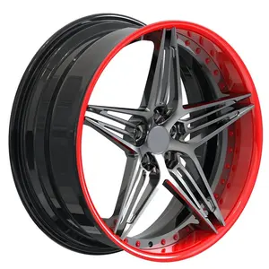 Custom Performance Gepolijst Rood 5 Holes Premium 5 Spaaks 16/19/20/21 Inch 5X114.3 5X120 Concave Schotel 2 Stuk Lichtmetalen Velgen