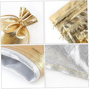 Sac cadeau personnalisé en or et argent avec cordon de serrage 9x12cm, pochettes à bijoux et boucles d'oreilles, sac à surface lisse pour mariage et rangement - Product Image 4