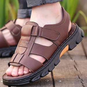 Commercio all'ingrosso di <span class=keywords><strong>sandali</strong></span> da <span class=keywords><strong>uomo</strong></span> in <span class=keywords><strong>pelle</strong></span> di alta qualità estate antiscivolo e resistente all'usura morbido suole <span class=keywords><strong>uomo</strong></span> estate sandalo - Product Image 6