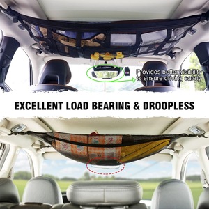 Tasca della rete di carico del soffitto dell'automobile, regolabile doppio strato maglia SUV tetto organizzatore lungo viaggio di stoccaggio borsa per trapunta asciugamano giocattolo vari - Product Image 4