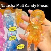 Jouet anti-stress souple et amusant pour bébé Natasha, transparent, pailleté, en maltose, à rebond lent