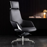 Chaise de bureau de direction en cuir de luxe léger - Chaise de bureau ergonomique avec dossier confortable pour une longue séance assise