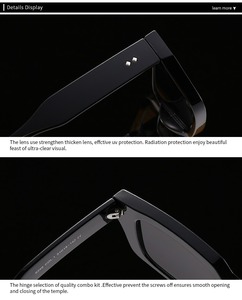 Tốt nhất bán chống ánh sáng màu xanh đọc Kính mắt Retro đinh tán nhỏ Shades đen vuông nhựa Khung kính mát thời trang - Product Image 6