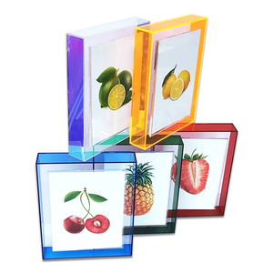 Trong suốt <span class=keywords><strong>Acrylic</strong></span> khung ảnh Neon màu hồng nổi bóng hộp lucite khung hình treo tường hiện đại nghệ thuật hiển thị khung - Product Image 3