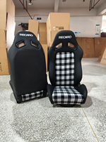 RE07 Recaro Verstellbarer Schwarzer PVC-Leder-Schalensitz mit Schwarzer Naht Carbon-Leder-Rückenlehne Rennsitz