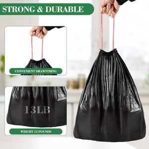 ถุงขยะแบบมีเชือกผูก ขนาด 4 แกลลอน จำนวน 800 ใบ ถุงพลาสติกหนาสำหรับใส่ขยะอาหาร รีไซเคิล และใช้ในห้องน้ำ - Product Image 4