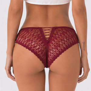 Nouvelle Arrivée 2026 – Culotte transparente en dentelle <span class=keywords><strong>sexy</strong></span> pour femme avec nœud, rouge, style bikini, lingerie féminine très tendance - Product Image 2
