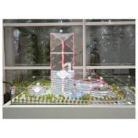 Maqueta Arquitectónica en Miniatura de Centro Comercial, Diseño de Modelo 3D con Iluminación para Oficinas Modernas de Gran Altura y Hoteles Residenciales, Plástico