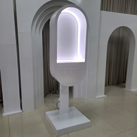 Cabine téléphonique décorative pour fête, avec éclairage LED, en métal blanc, support de livre d'or audio, cabine téléphonique blanche pour décoration de mariage