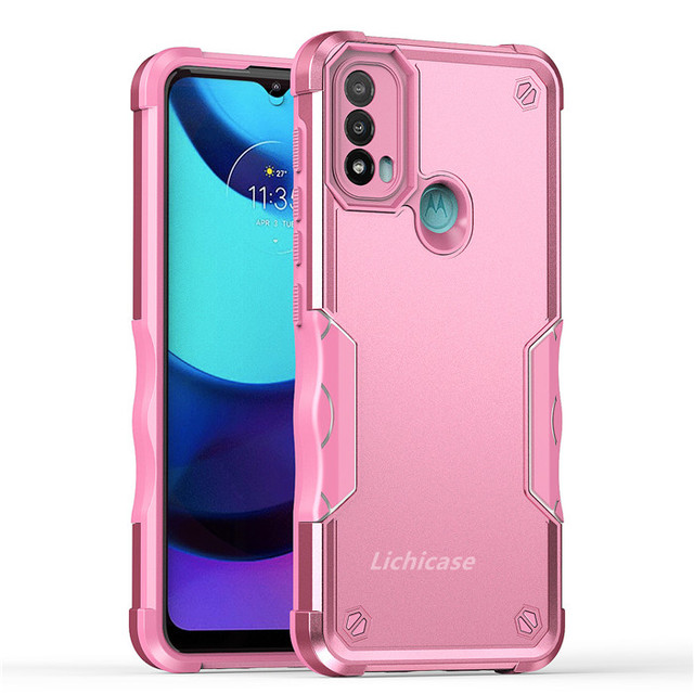 Heavy Duty Anti Gravity Rubber Plastic Phone Case for Moto E20 E30 E40 Hybrid Cover