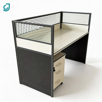 Escritorio de Oficina JC con Separador de Ambientes, Mesa de Computadora Moderna con Pantalla de Privacidad, Escritorio de Madera con Cajones de Almacenamiento