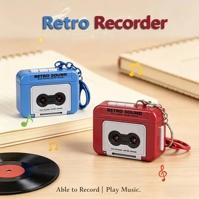 Retro Cassette Tape Pendant Keychain Mini Nostalgic Design Bag Chain Multi Color Fashion Keyring Vintage Music Lover Gift