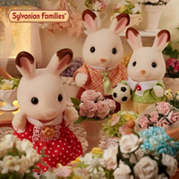 Calico Critters Sylvanian Families - Famille de lapins chocolatés - Personnages de lapins floqués - Ensemble complet de figurines de famille
