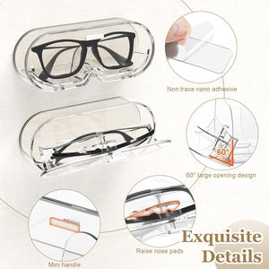 Wall Mounted Punch Free Portable Sunglasses Holder Large Eyeglass Display Rack Clear <b>Glasses</b> <b>Case</b> <b>for</b> Home - Product Image 3