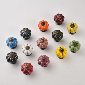 <b>Ceramic</b> Cabinet <b>Knob</b> Pumpkin Shape Colorful European Style Drawer Handle Furniture Decorative <b>Knob</b> Durable Design - Product Image 2
