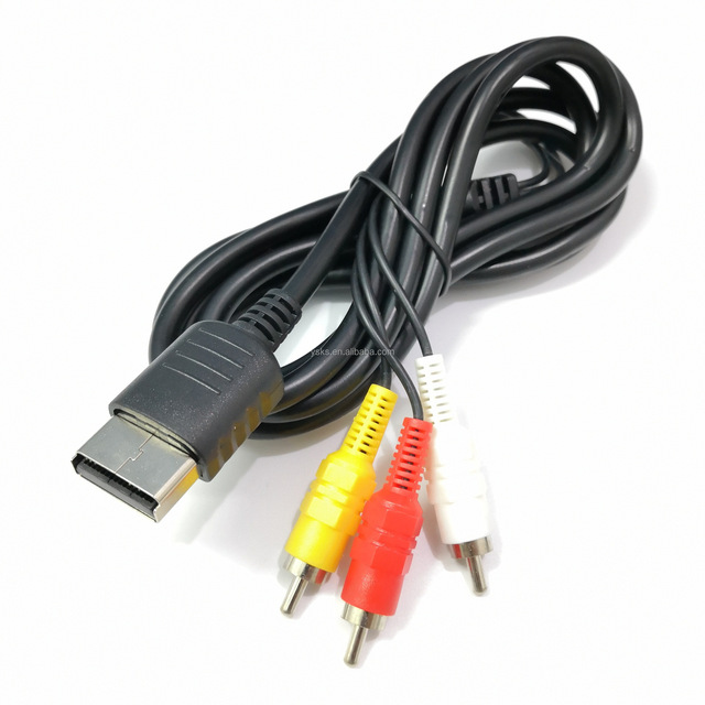 1.8M for Dreamcast AV Cable with RCA DC 128 Connectors ABS Material Black Color-Classic TV Cord for Gaming