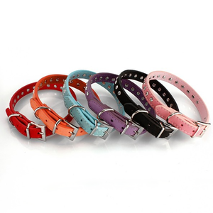 <span class=keywords><strong>Collar</strong></span> de perro de PU suave con tachuelas de diamantes de imitación de patrón sólido elegante moderno de lujo ajustable para mascotas pequeñas - Product Image 6