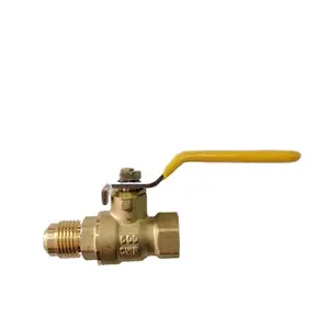 Brass Ball Valve Price 1/8" Fipx3/8" Flare Brass Gas Ball Valve With Yellow Steel Handle For USA Market