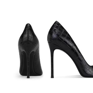 Tallas grandes Mujer Sexy Flaco Puntiagudo Super Tacones Vintage Cuero cocodrilo Tacón fino Elegante Zapato único Tacón - Product Image 4
