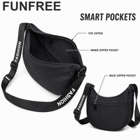 Sac bandoulière croissant pour femme, sac à l'épaule en tissu Oxford, grande capacité, style hobo, minimaliste avec sangle réglable et fermeture éclair