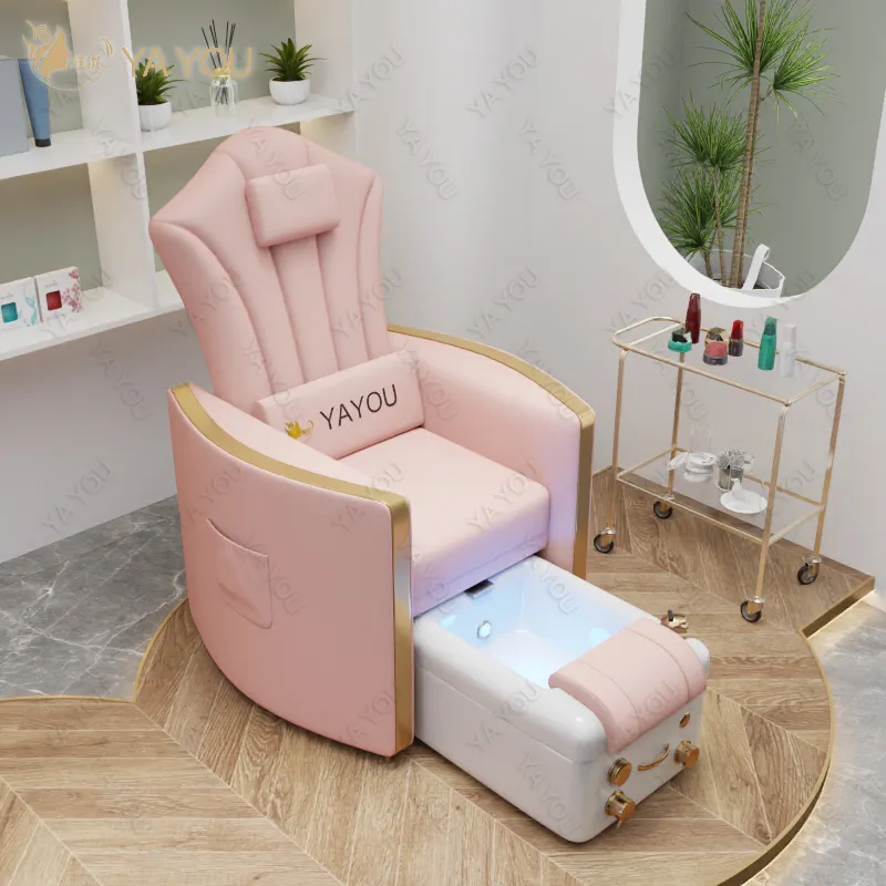Rosa Massage Pediküre Stuhl mit Drainage pumpe bunte Lichter Fuß massage stuhl mit Maniküre tisch für Nagel geschäft