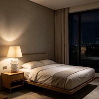 Lampe de table LED en céramique blanche avec design à points 3D, abat-jour en tissu moderne alimenté par courant alternatif, type C, pour salon, chambre, bureau, chevet, décoration