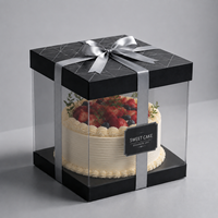 Boîte d'emballage pour gâteaux en papier auto-érectible, portable, avec fenêtre transparente, recyclable, forme personnalisable, estampage mat