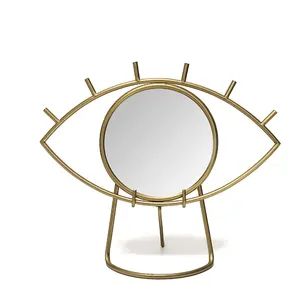 Оптовая продажа, современное стильное декоративное настольное зеркало с металлическим каркасом для косметики, портативное зеркало для столешницы