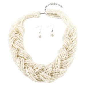Offre Spéciale 2026 – Parure <span class=keywords><strong>de</strong></span> Bijoux Multi-brins en Perles Blanches Brillantes, <span class=keywords><strong>Collier</strong></span> et Boucles d'Oreilles pour <span class=keywords><strong>Femme</strong></span>, Idéale pour Mariage, Fête et Cérémonies Formelles - Product Image 4