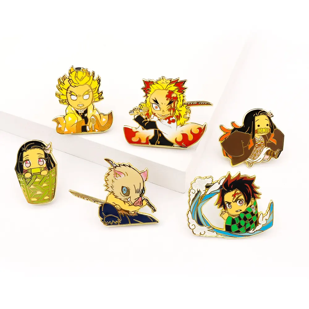 Anime Kimetsu no Yaiba medal cute cartoon anime demon Slayer Badges Button Brooch hard enamel anime demon Slayer lapel pin