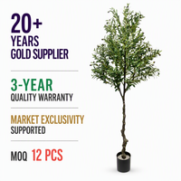 Arbre d'olivier artificiel, plante verte en pot, multi-tiges, branches naturelles, décoration intérieure commerciale, projet OEM personnalisé