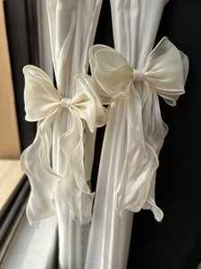 Cortinas transparentes con lazos y borlas de organza, hermosa decoración para el hogar de estilo francés. - Product Image 6