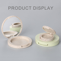 Boîte d'emballage vide personnalisée ronde double couche à couvercle rabattable transparente pour poudre compacte, blush, crème pour le visage et outils de maquillage