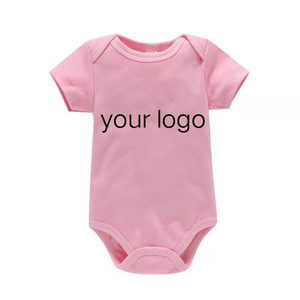 Logo personalizzato vestiti appena nati 0-1 anni tuta tinta unita tuta da arrampicata a maniche corte per neonati maschi e femmine - Product Image 4