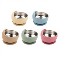 Bol intérieur en acier inoxydable 304 avec base antidérapante en silicone, résistant aux chutes et aux brûlures, bol d'alimentation pour bébé, bol pour aliments pour bébés