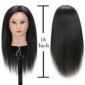 Cabeza de Maniquí de cabello humano real y cabeza de entrenamiento de práctica de peluquería y cabeza de muñeca de cosmetología con cabello - Product Image 2